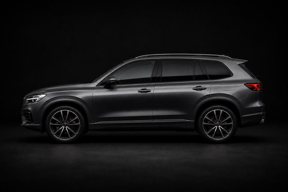 Тёмный среднеразмерный SUV в профиль